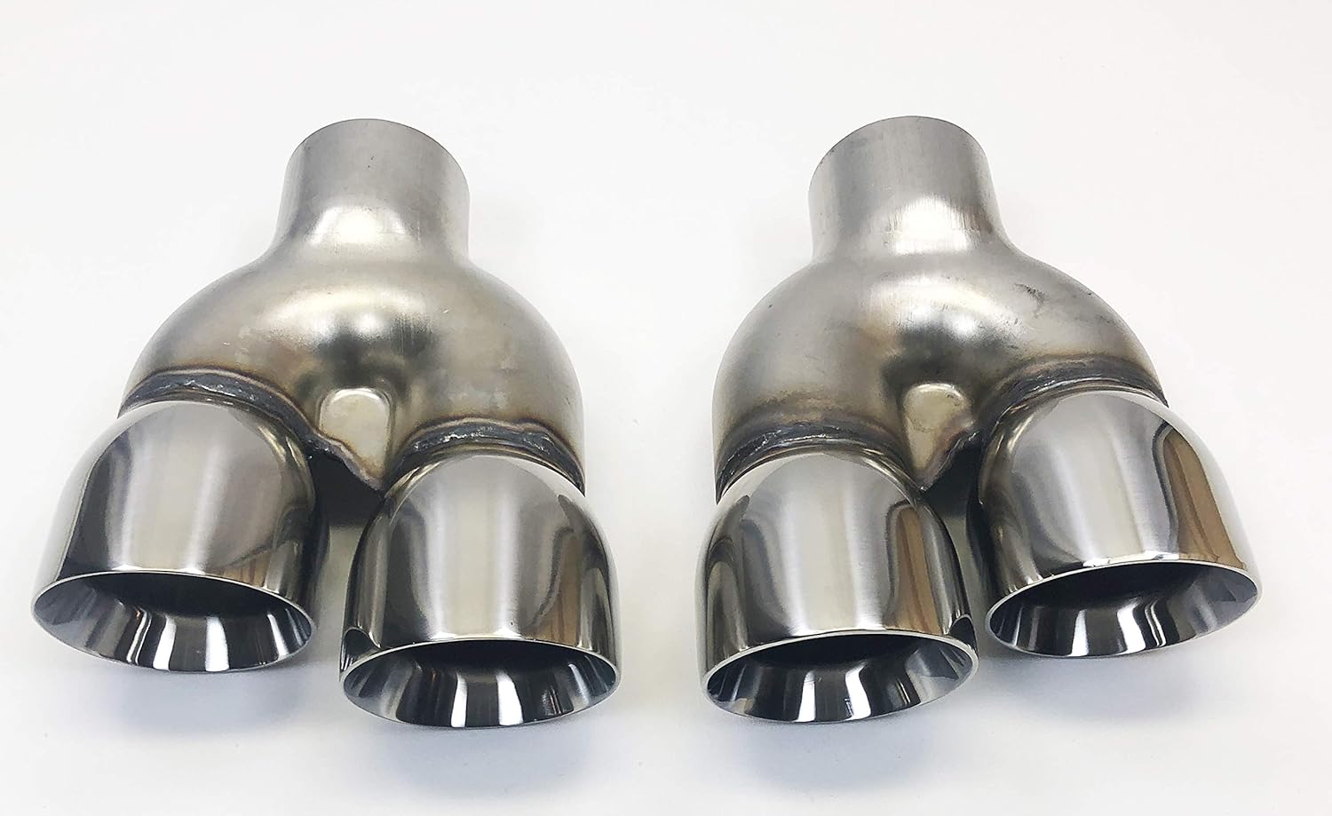 Dual 2.25" Inlet 3.00 X 8.50 Long Round Double Wall Stainless Exhaust Tips K99459
