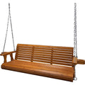 Brown Outdoor Wood Porch Swing with Cup Holders L540