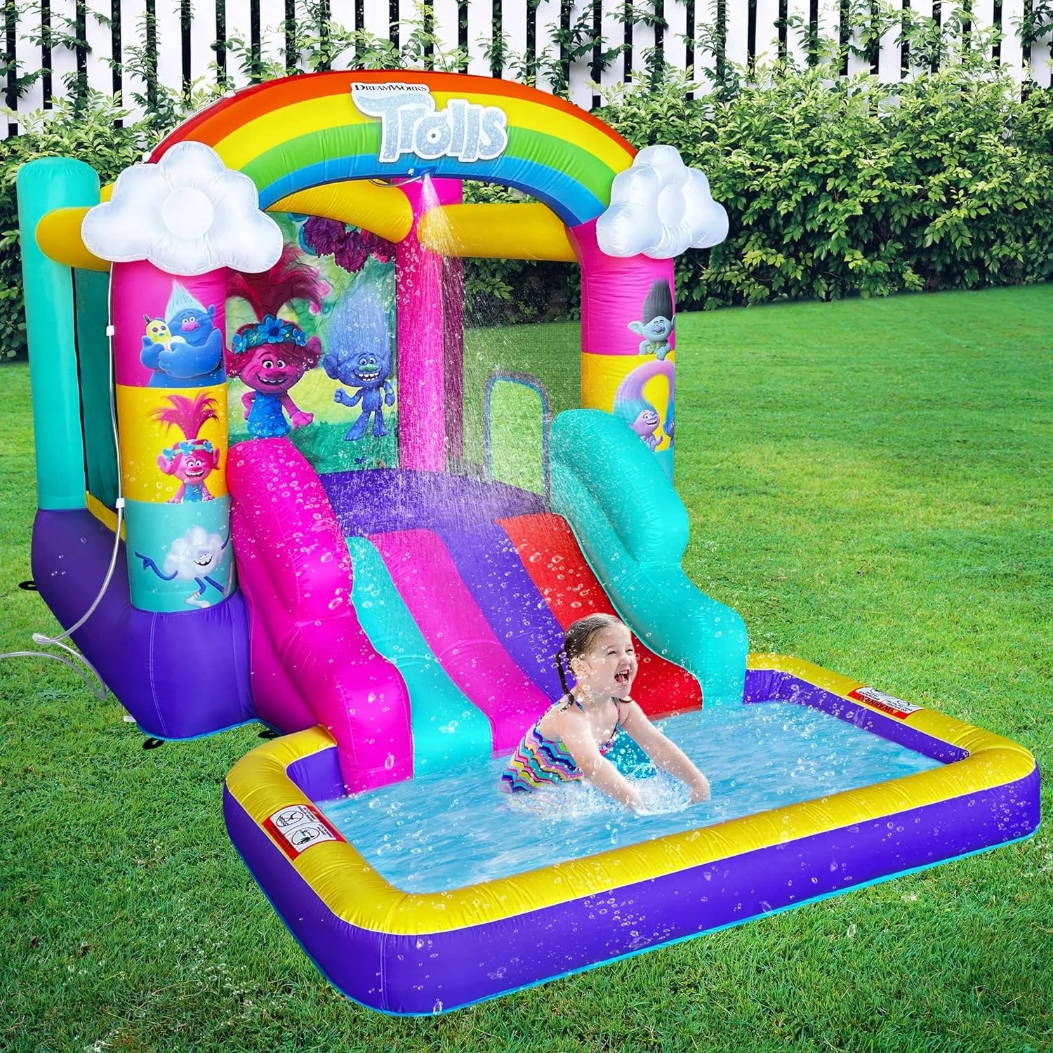 Inflatable Bounce House with Slide, Outdoor Waterslide with Pool, Heavy Duty Air Blower F91464