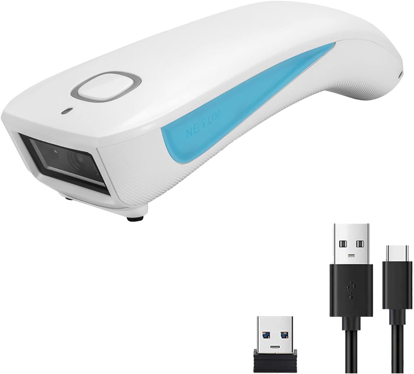 Wireless 2D QR Barcode Scanner, Bluetooth Portable Pocket Small 1D 2D Bar Code Reader, White Pack of 2 I737029