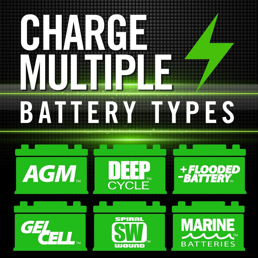 10-Amp Fully-Automatic Smart Charger 6V and 12V Battery Charger Pack of 2 Q380