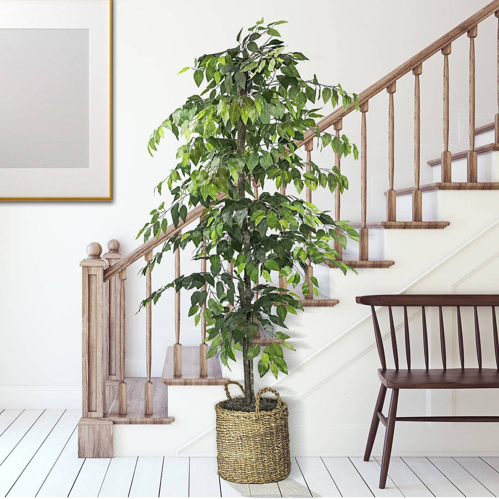 Faux Ficus Tree in Handwoven Basket D90454