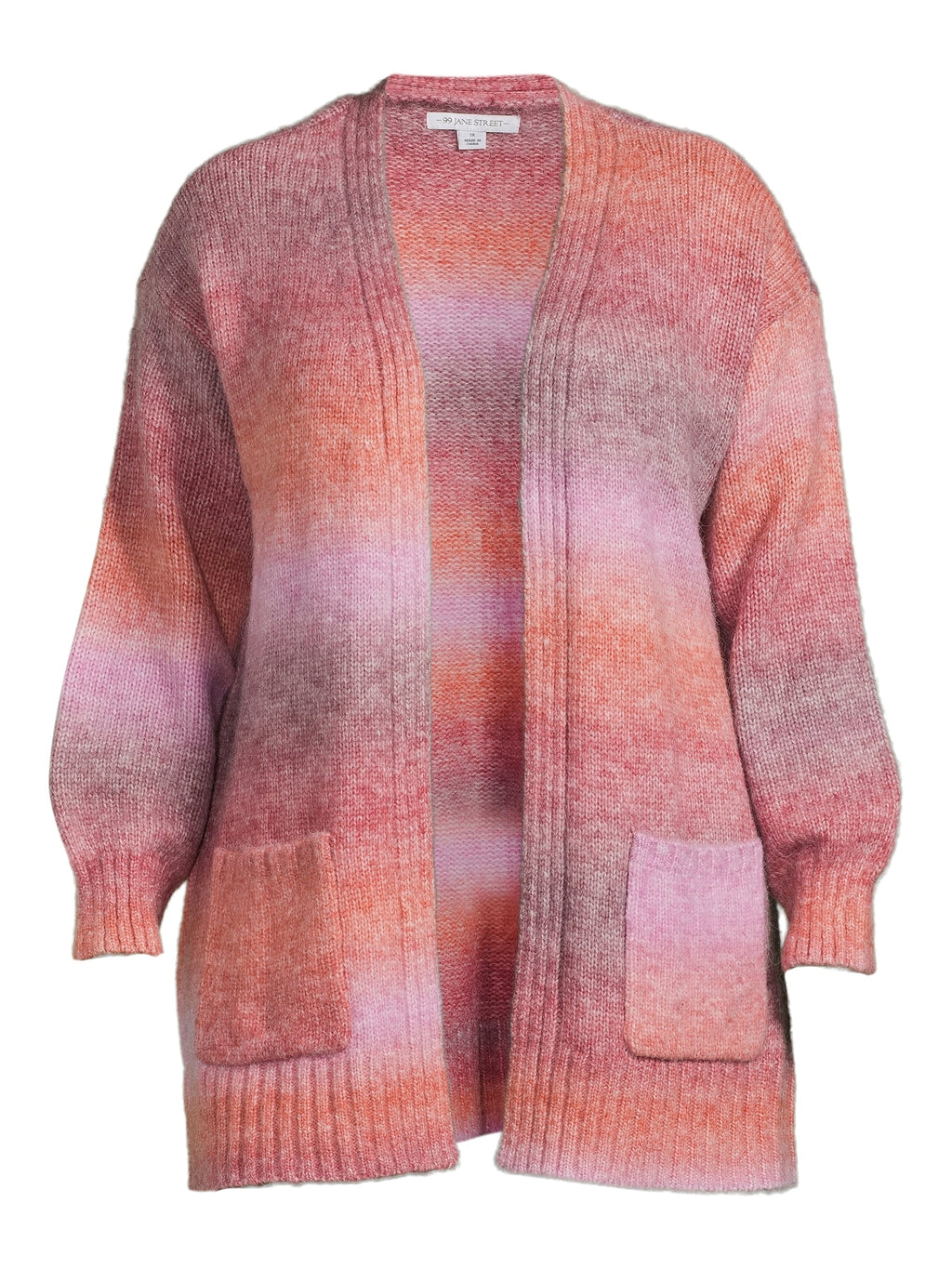 Women's Plus Size Drop Shoulder Open Cardigan with Balloon Sleeves H894119