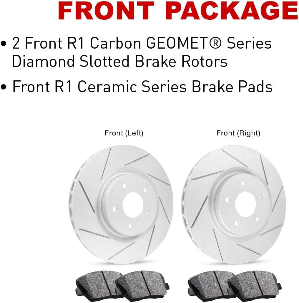 Carbon Series Front Diamond Slotted Brake Rotors with Ceramic Brake Pads X479917