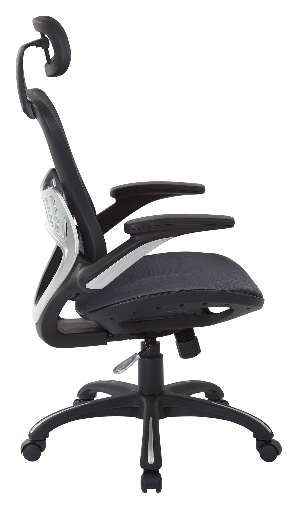 Black Vertical Chair with Nylon Arms and Headrest B309