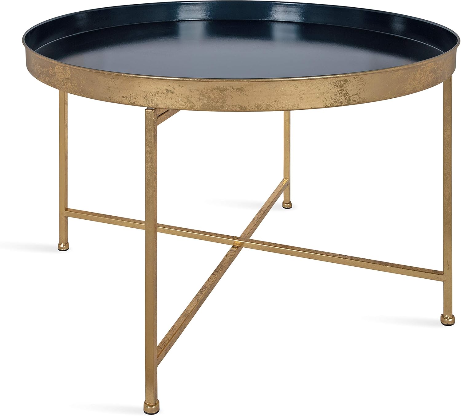 White and Gold Leaf Round Metal Coffee Table T4305