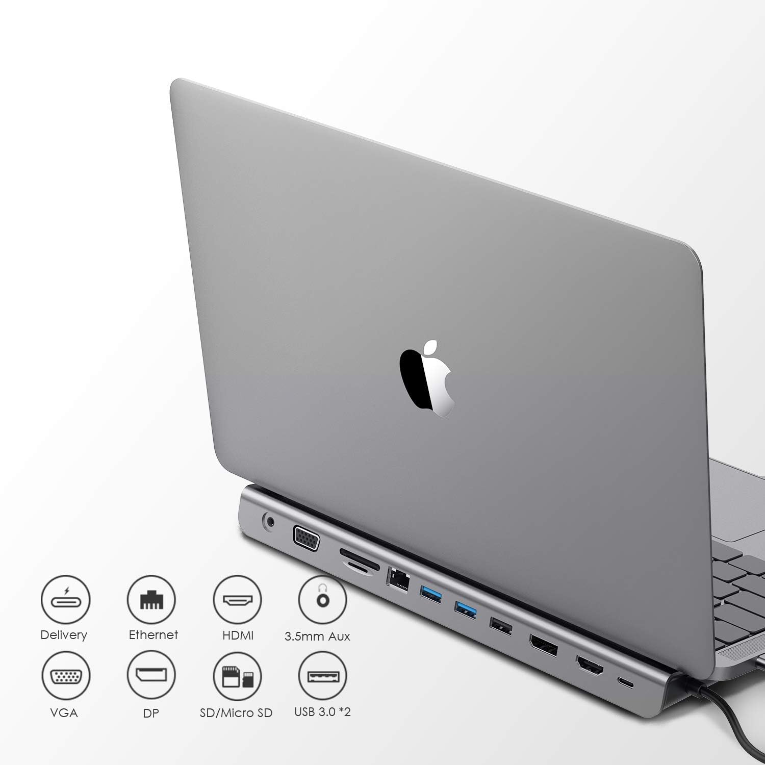 USB C Docking Station with 100W PD, 4K HDMI, DisplayPort, VGA, Ethernet, Card Reader, USB 3.0, Aux Adapter W750