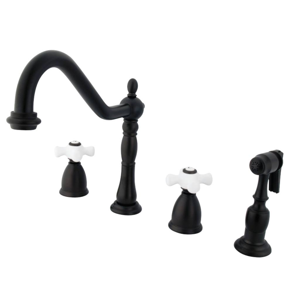 Oil Rubbed Bronze Widespread Kitchen Faucet with Brass Sprayer H4825