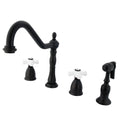 Oil Rubbed Bronze Widespread Kitchen Faucet with Brass Sprayer H4825