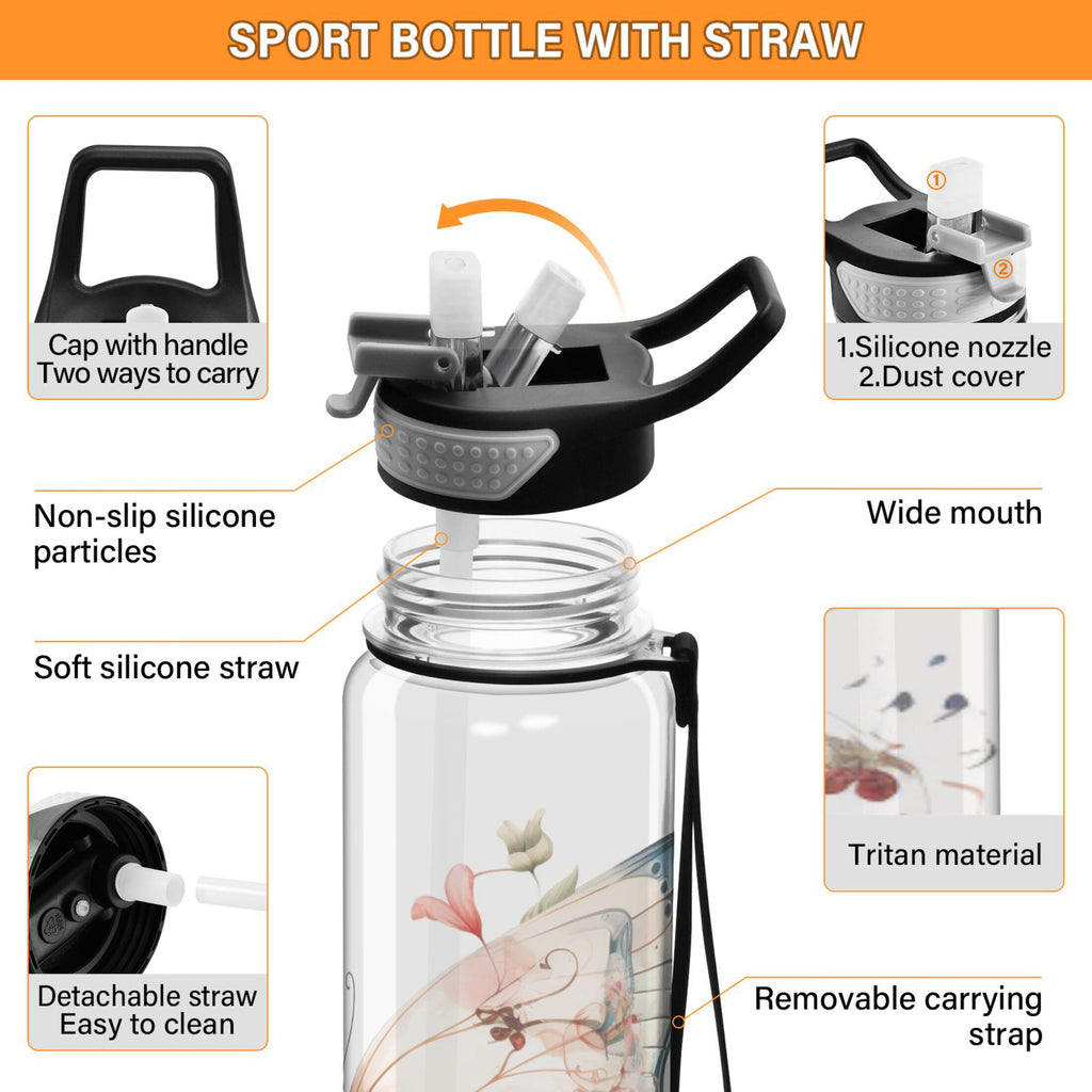 Clear 32oz Tritan Sports Water Bottle with Straw K476