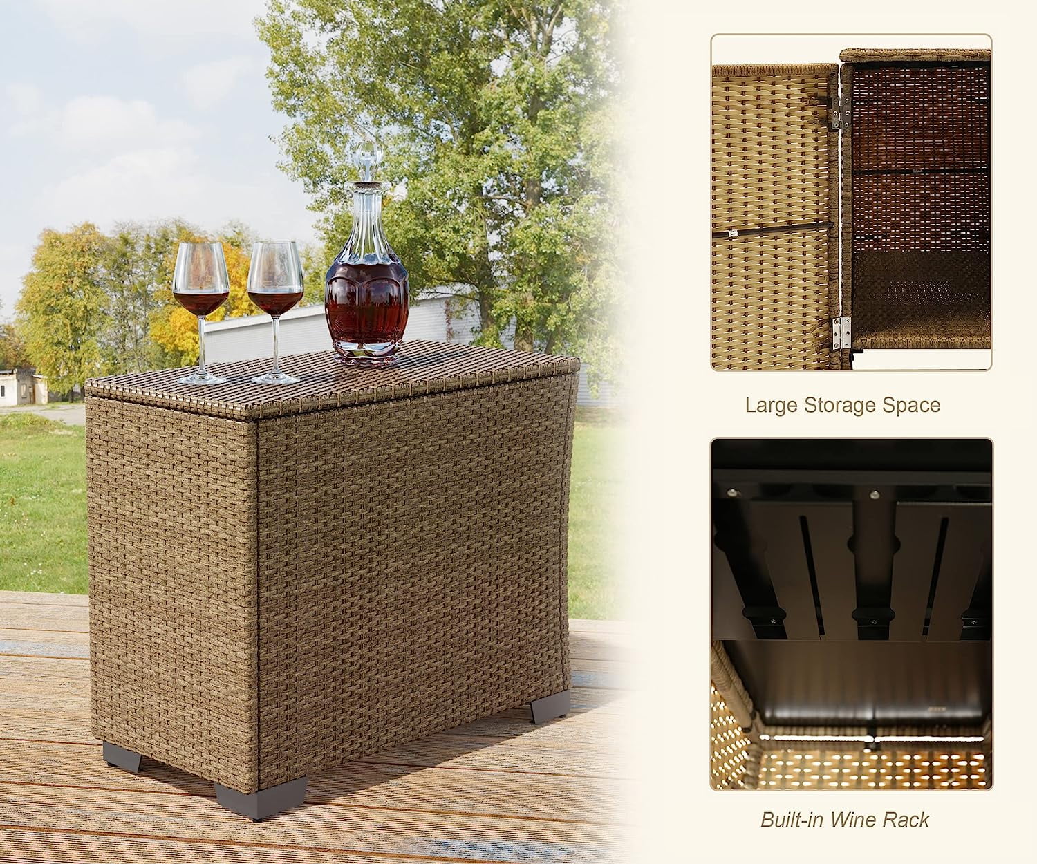 5-Piece Wicker Outdoor Sectional Sofa Set with Ottoman F360286
