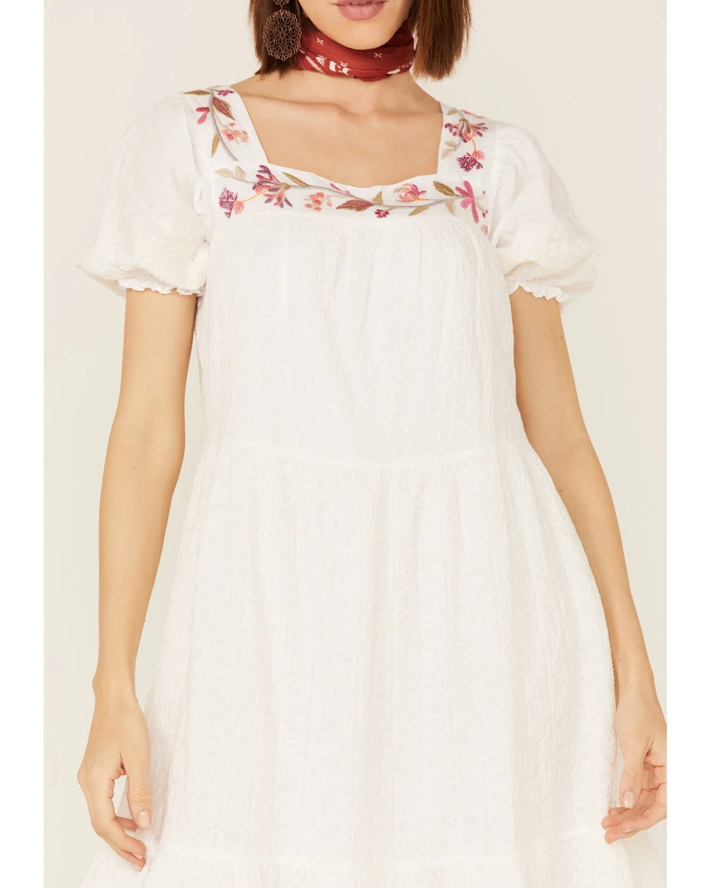 White Embroidered Midi Dress U7126