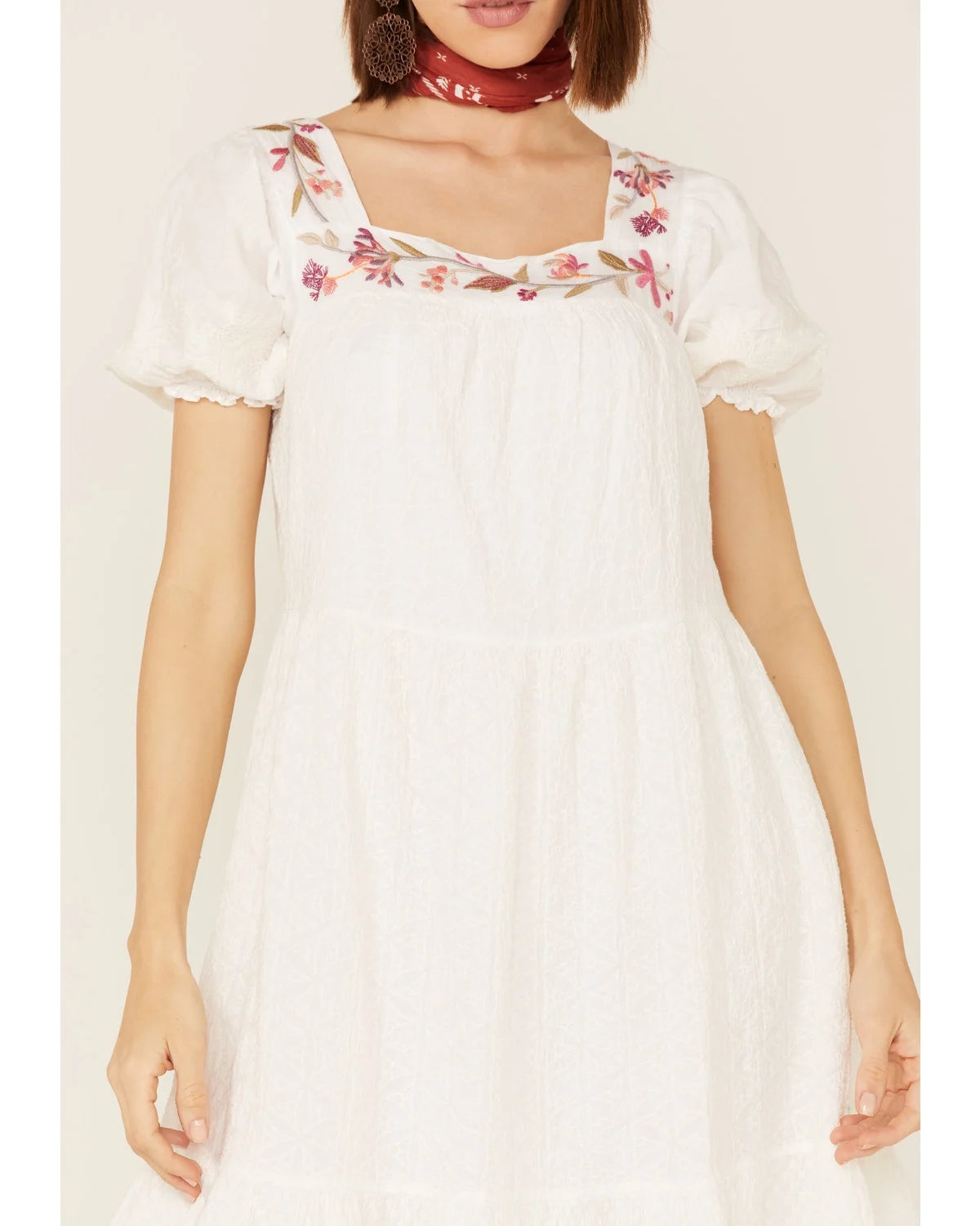 White Embroidered Midi Dress U7126