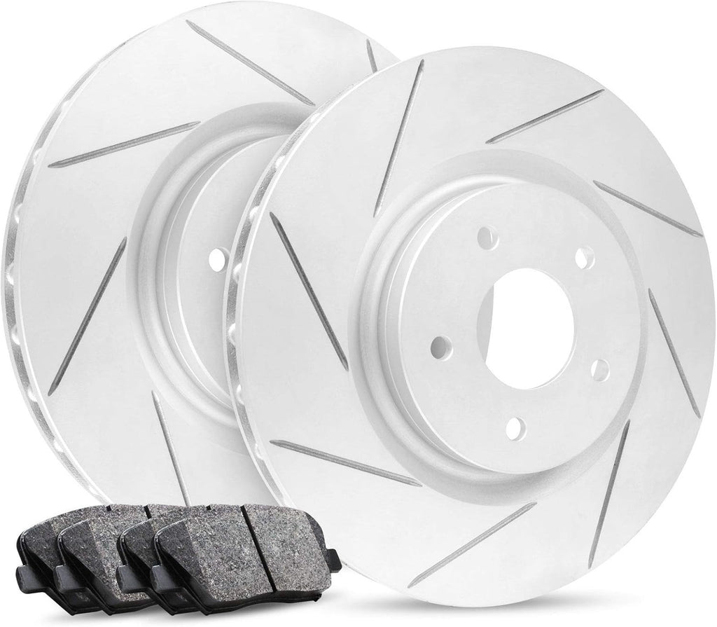 Carbon Series Front Diamond Slotted Brake Rotors with Ceramic Brake Pads X479917