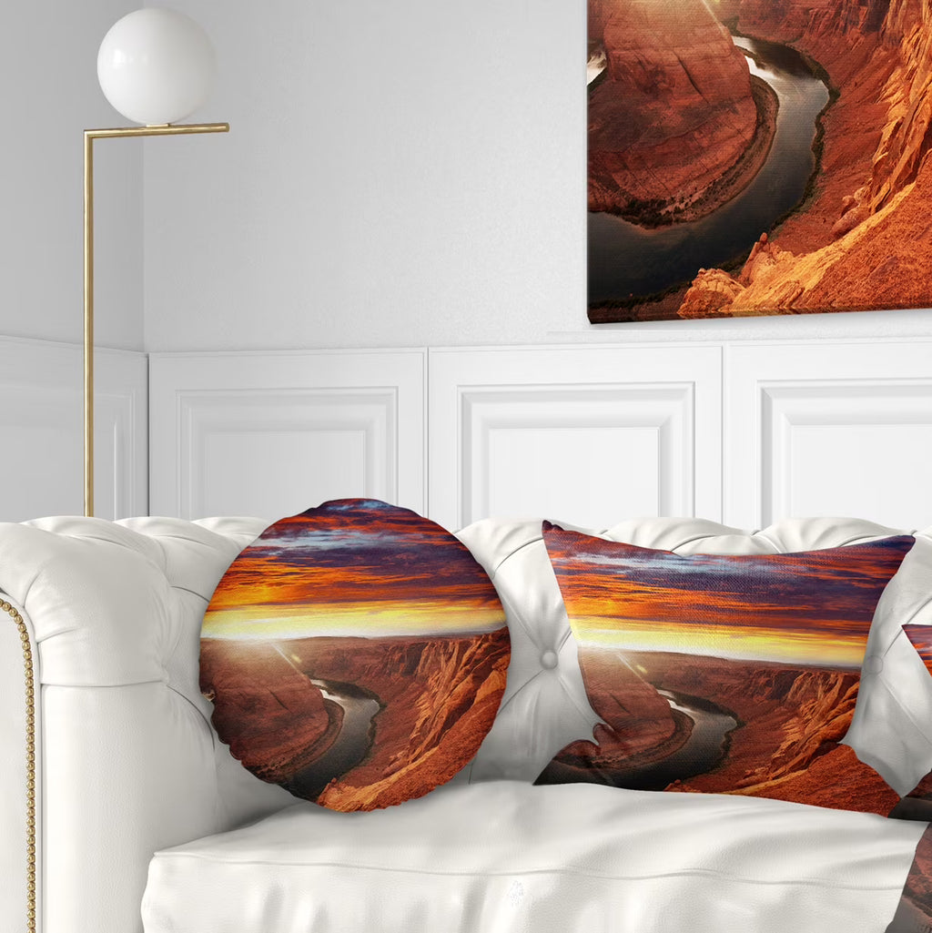 Horse Shoe Bend Landscape Printed Throw Pillow 12x20 Z374885