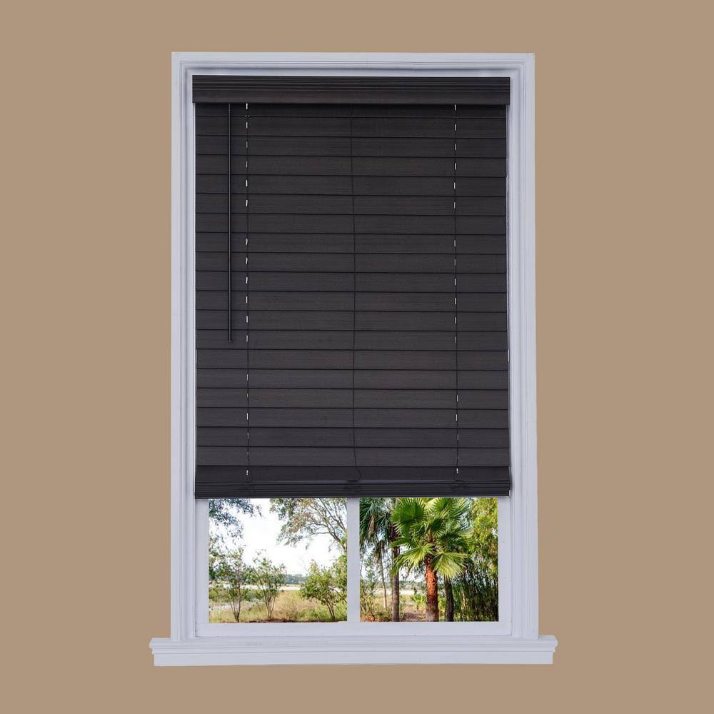 Walnut Faux Wood Cordless Room Darkening Horizontal Blinds E998