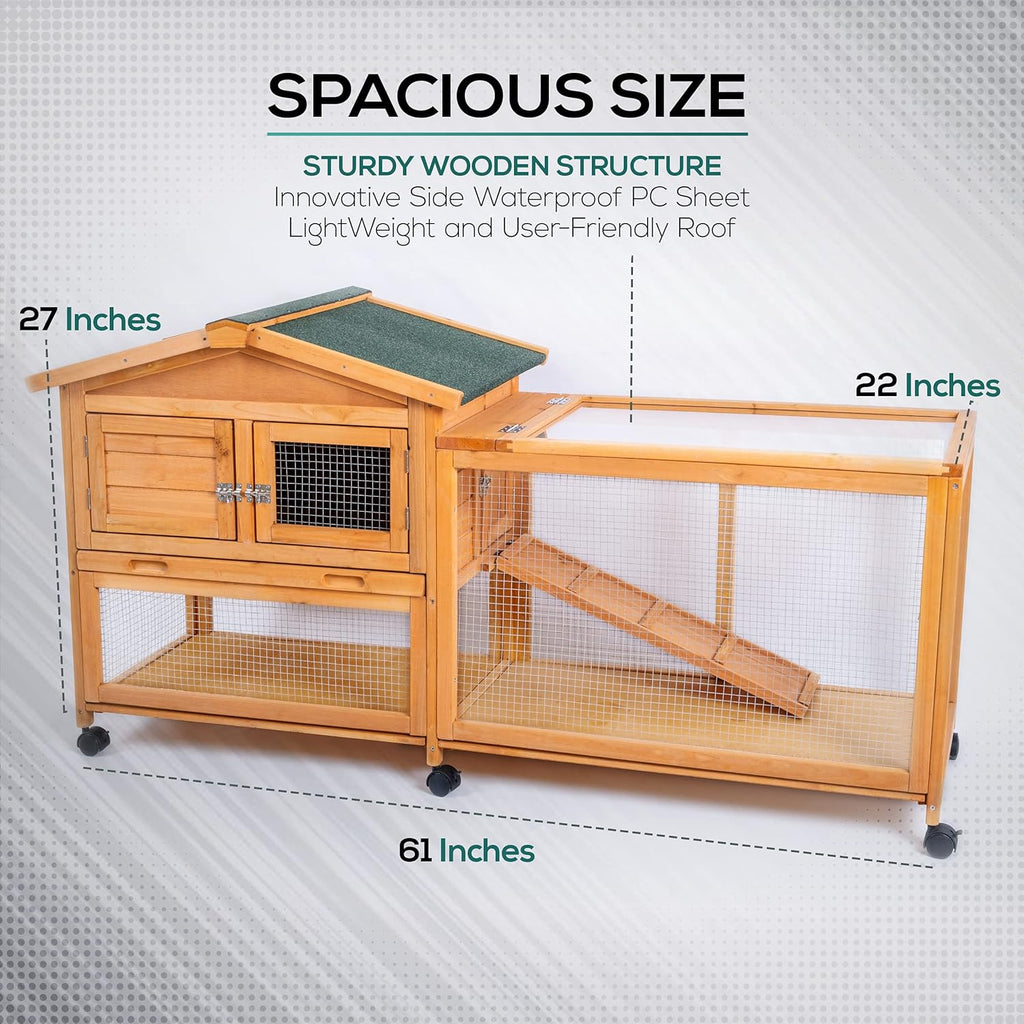 Rabbit Hutch with Waterproof Roof and Pull Out Trays H67613