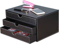 Black PU Leather 3 Drawer Stackable File Cabinet K22379