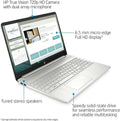 15.6 inch Full HD Laptop, AMD Ryzen 5-5500, Radeon Graphics, Webcam, Windows 10 Home, Natural Silver, 8GB, 256GB SSD E643184