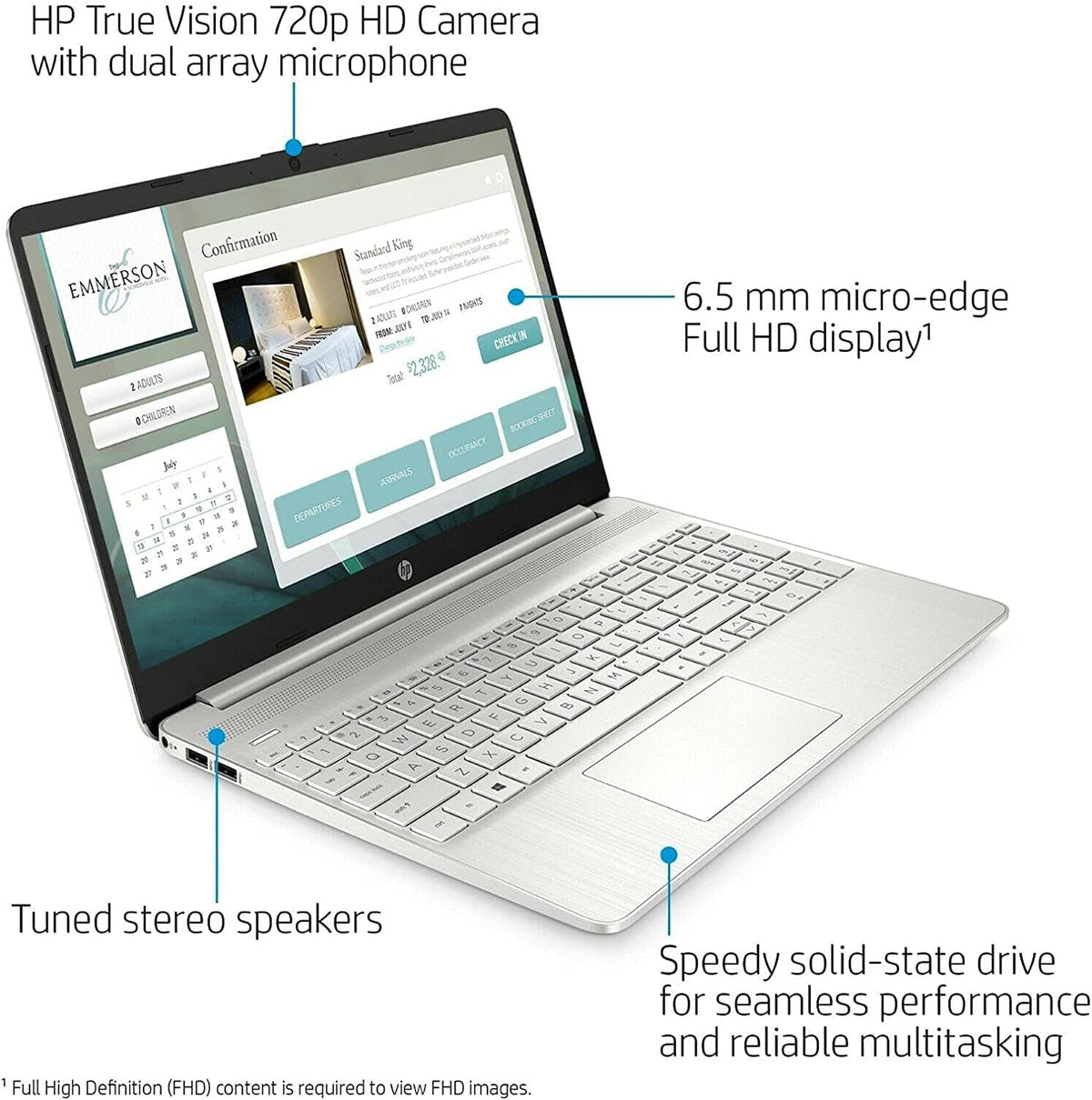 15.6 inch Full HD Laptop, AMD Ryzen 5-5500, Radeon Graphics, Webcam, Windows 10 Home, Natural Silver, 8GB, 256GB SSD E643184