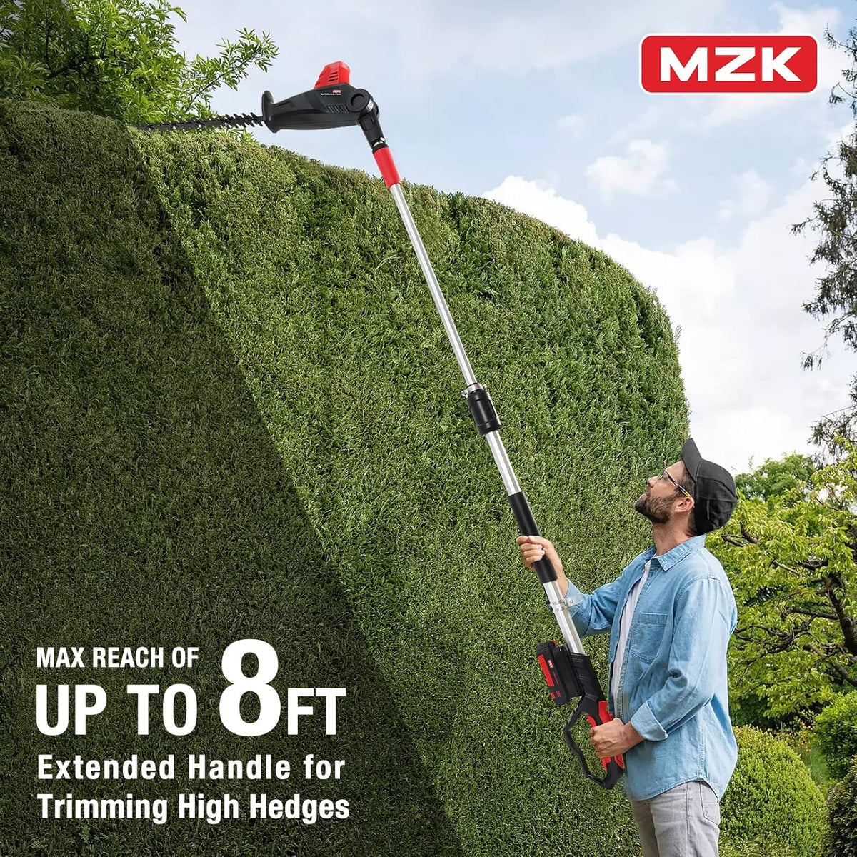 20V 21.3" Cordless Pole Hedge Trimmer with Steel Blade T4119