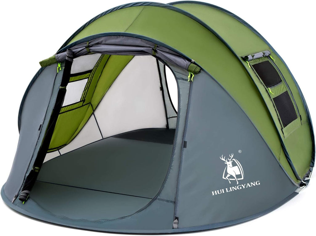 4 Person Pop Up Tent, Waterproof, Automatic Setup, 2 Doors O686203