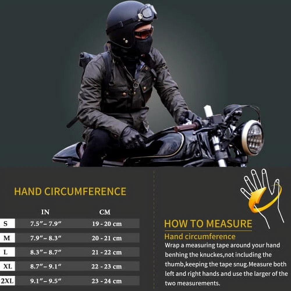 Leather Motorcycle Gloves, Light Brown, Size L Y70571