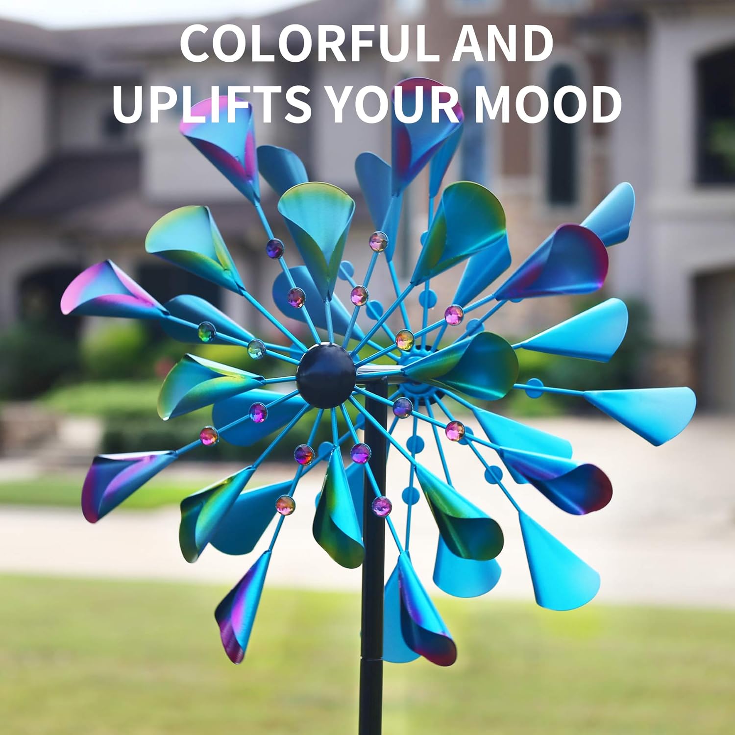 Kinetic Wind Spinners Outdoor Metal, 72 Inches Wind Catchers with Metal Stake C73722