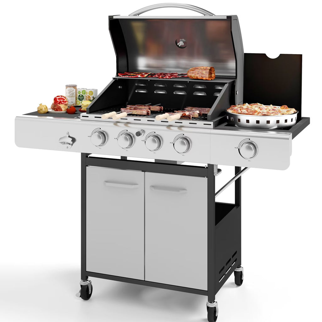 4 Burner Propane Gas Grill with Side Burner Stainless Steel I573