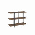 3 Tier Metal Framed Bookcase with Wooden Storage Shelves, Brown and Black Q3720