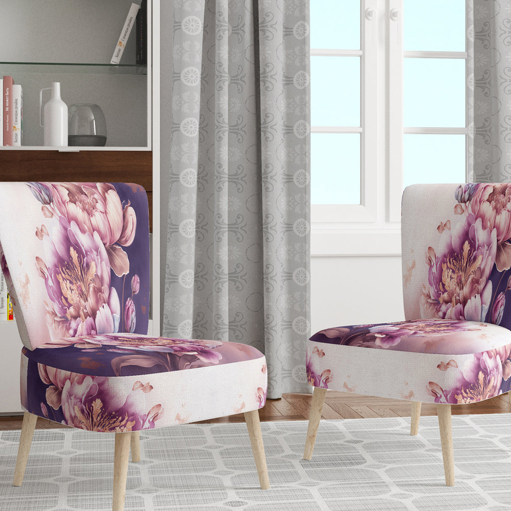 Pink And Gold Peruvian Lily II Upholstered Floral Accent Chair L3590
