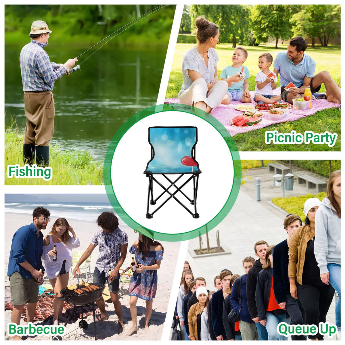 Blue Portable Camping Chair with Carry Bag S296