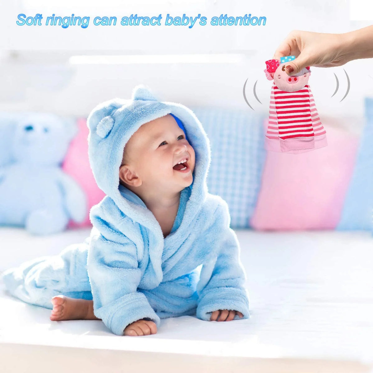 8 Pcs Cotton Baby Wrist Rattle Foot Finder Socks Set U2717