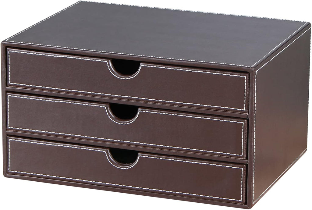 Black PU Leather 3 Drawer Stackable File Cabinet K22379
