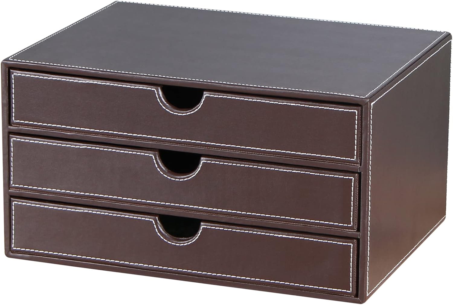 Black PU Leather 3 Drawer Stackable File Cabinet K22379