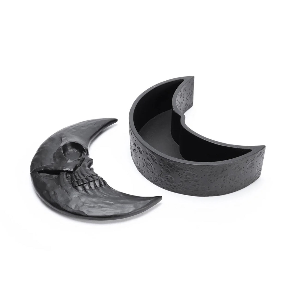 Matte Black Resin Skull Moon Box H183116