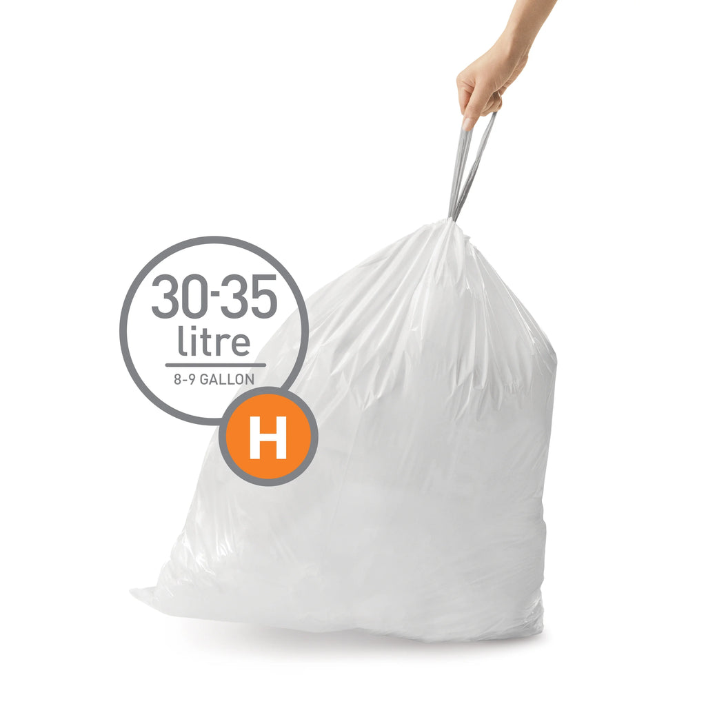 240 Roll Pack 35 Liter 8 Gallon White Drawstring Trash Bags R977809