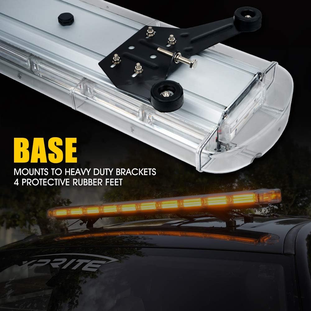 47 Inch COB LED Amber Rooftop Emergency Strobe Lights Bar with Adjustable Mounting Brackets H387