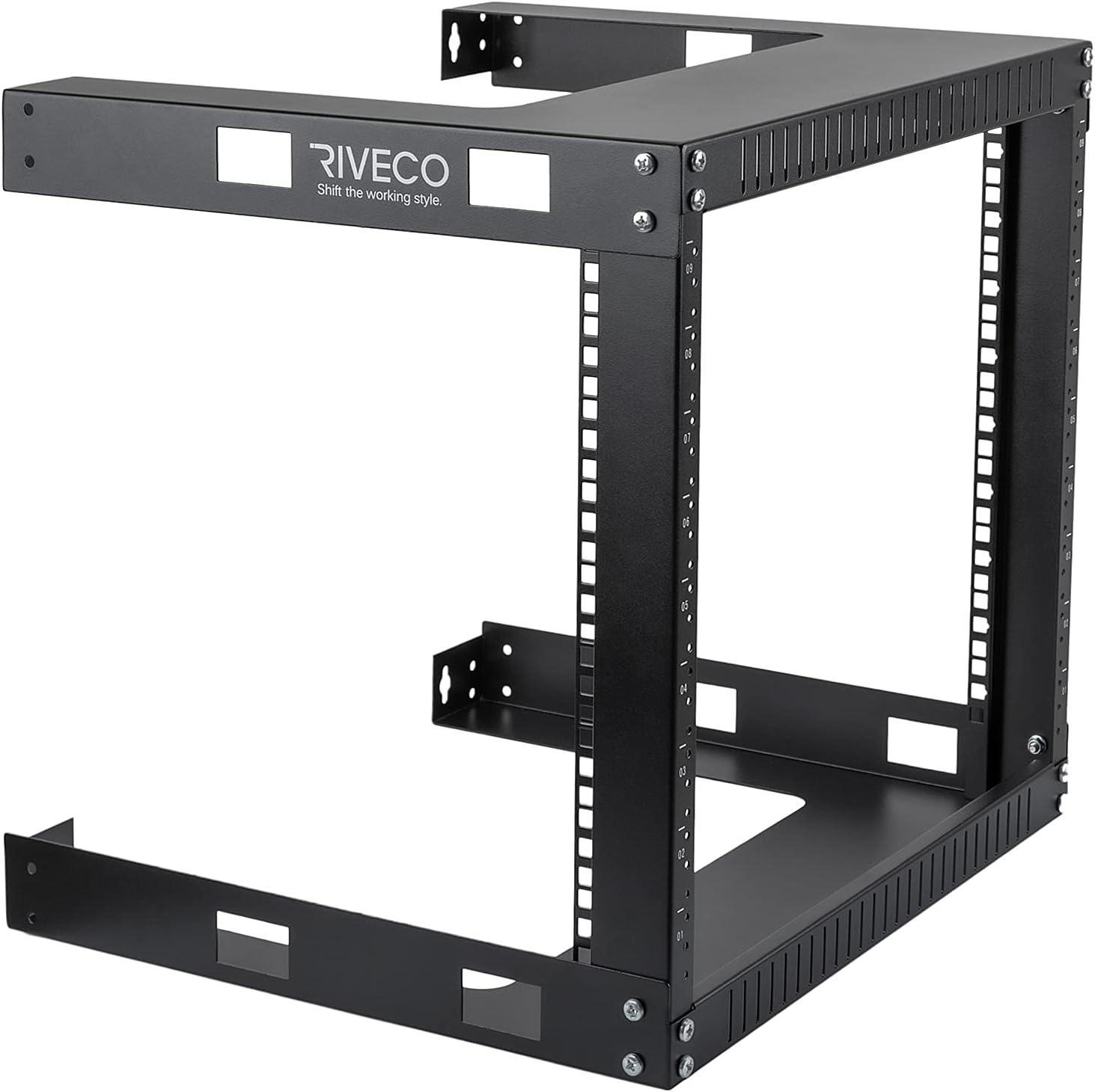 Black 12U 19 Wall Mount Server Rack, 17.7 Deep 2 Post Open Frame Cabinet E6532