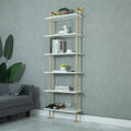 Gold 6-Tiers Wood Ladder Shelf Bookcase W5602