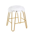 White Faux Fur and Gold Vanity Chair O1911