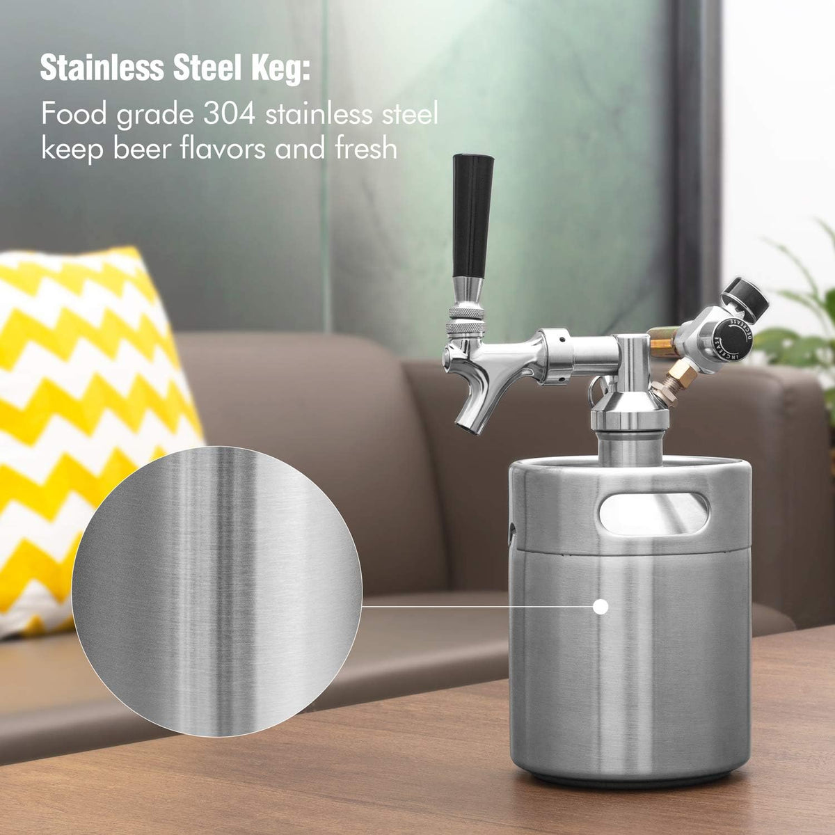 64oz Stainless Steel Pressurized Mini Keg Growler with Co2 Regulator Q79454