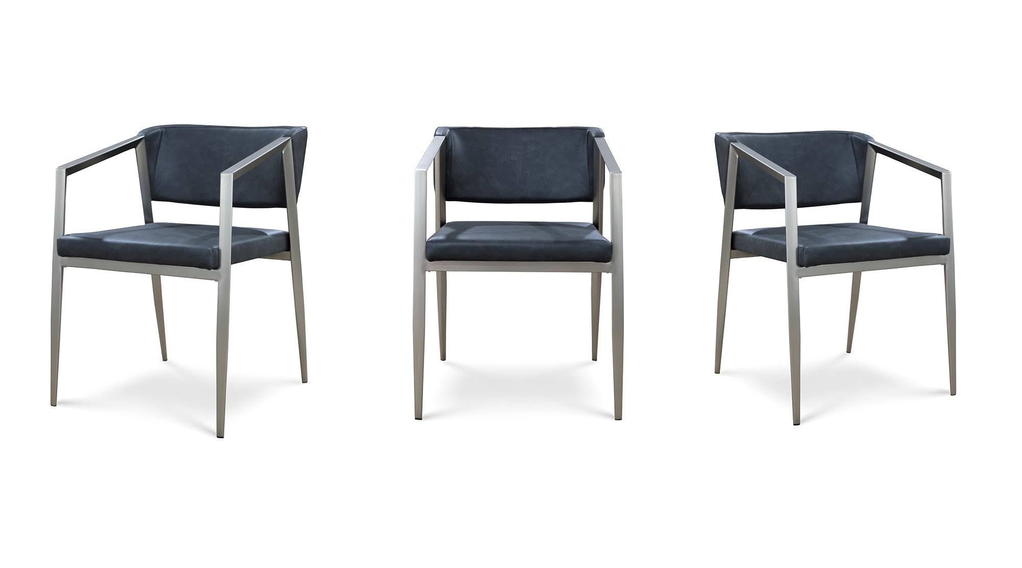 Grey/Black Steel Armchair G6421