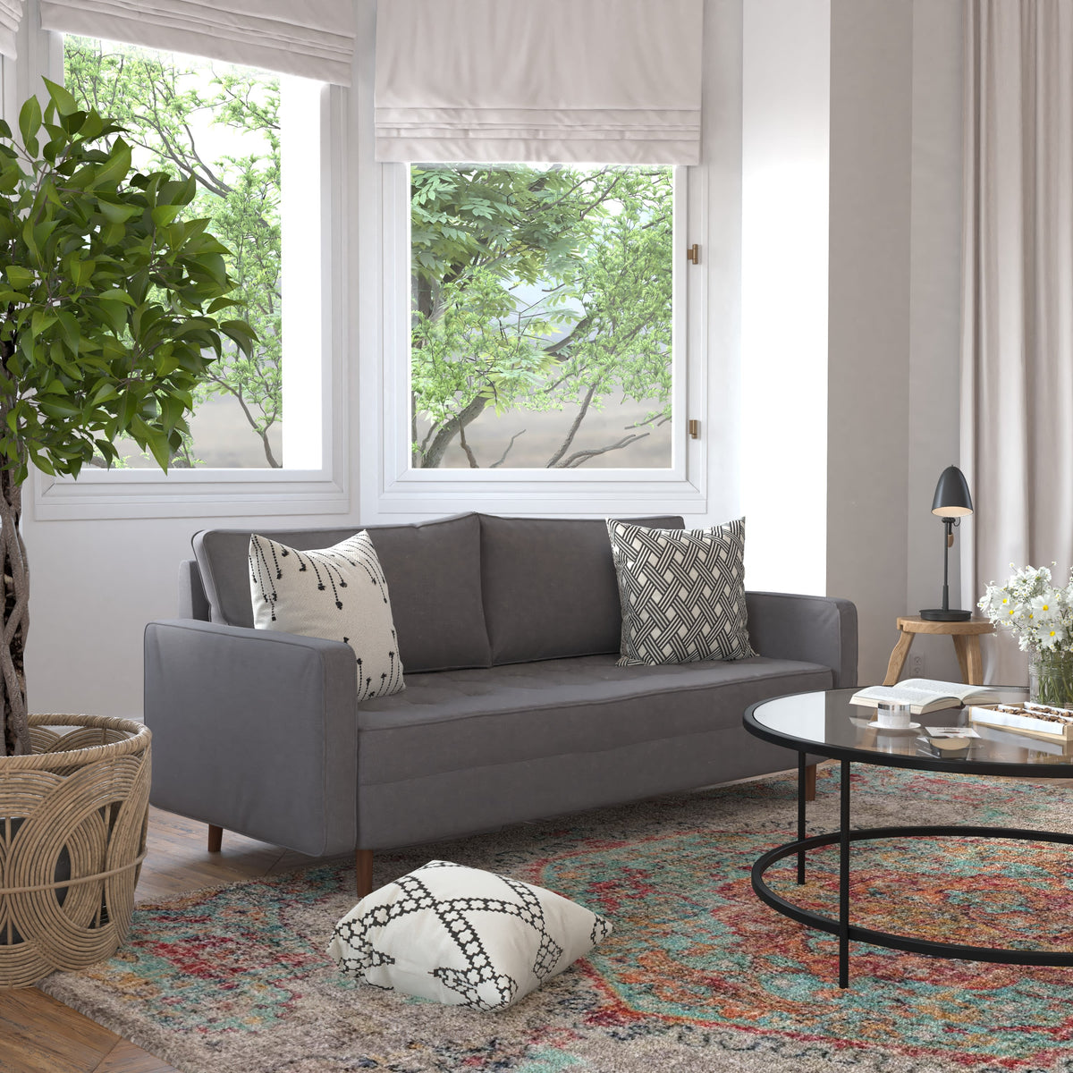 Dark Gray Fabric Sofa U6784