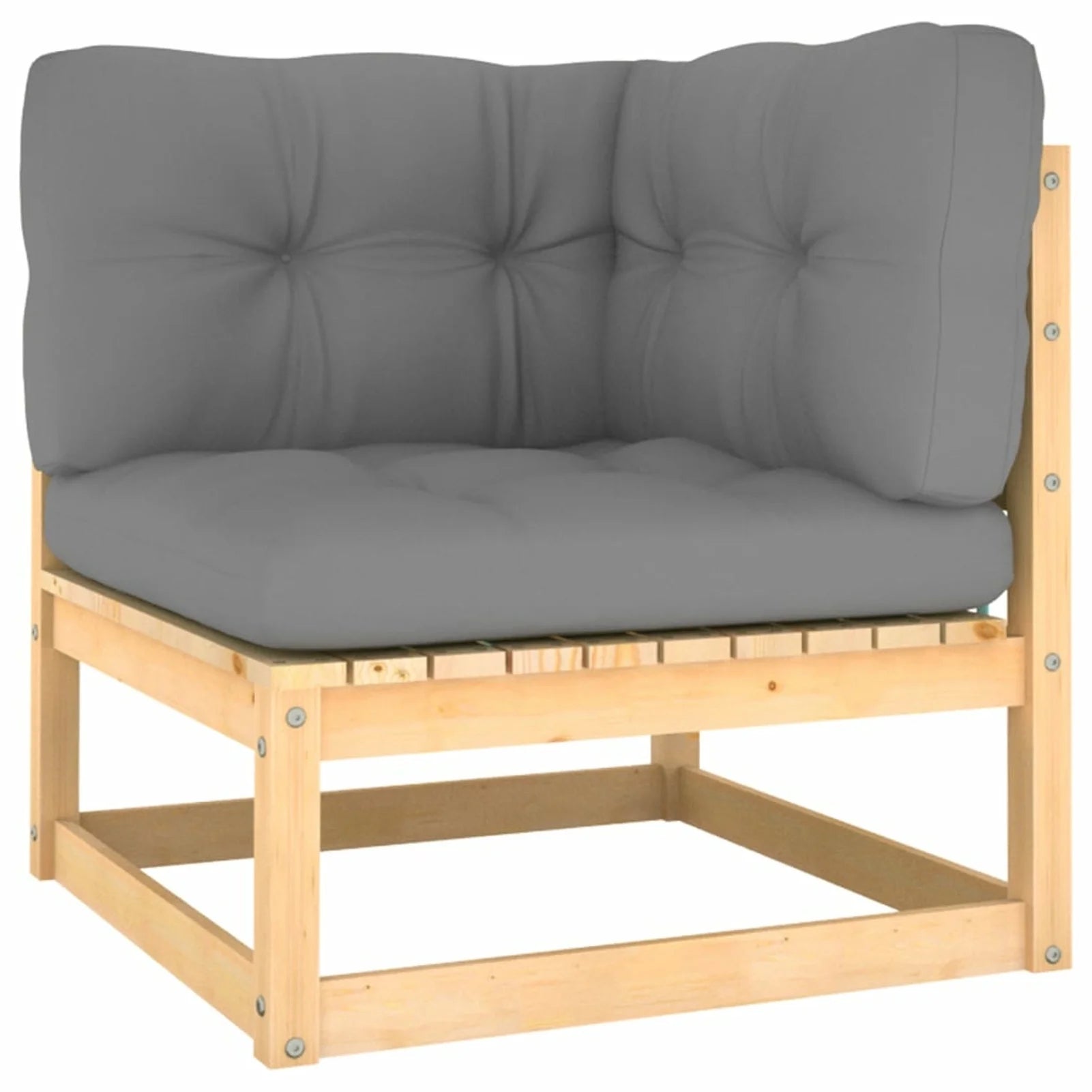 12 Piece Gray Cushioned Pinewood Sectional Outdoor Furniture Set Z5317
