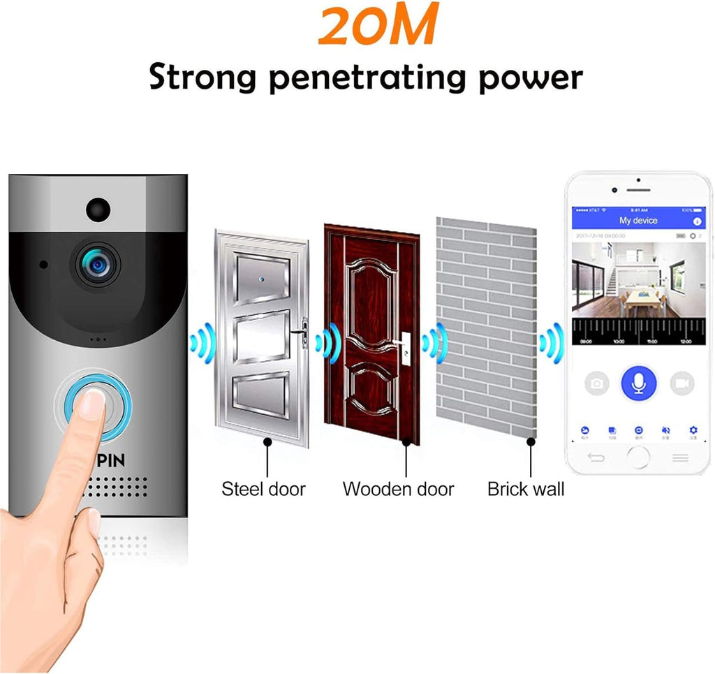 Wireless WiFi Doorbell Security Camera with Chime G19823