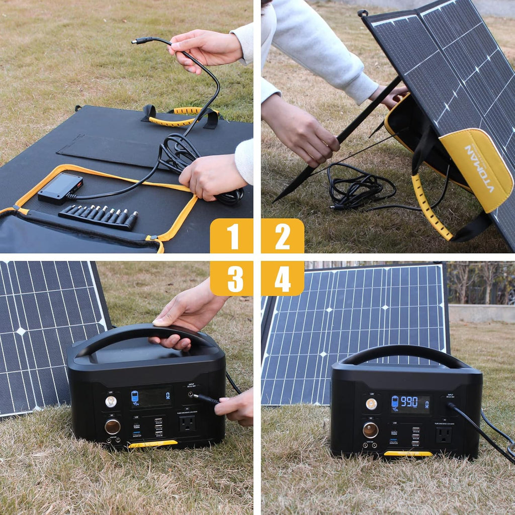 100W Foldable Solar Panel with 10 Connectors, Dual USB & DC Output, IP65 Waterproof E60223
