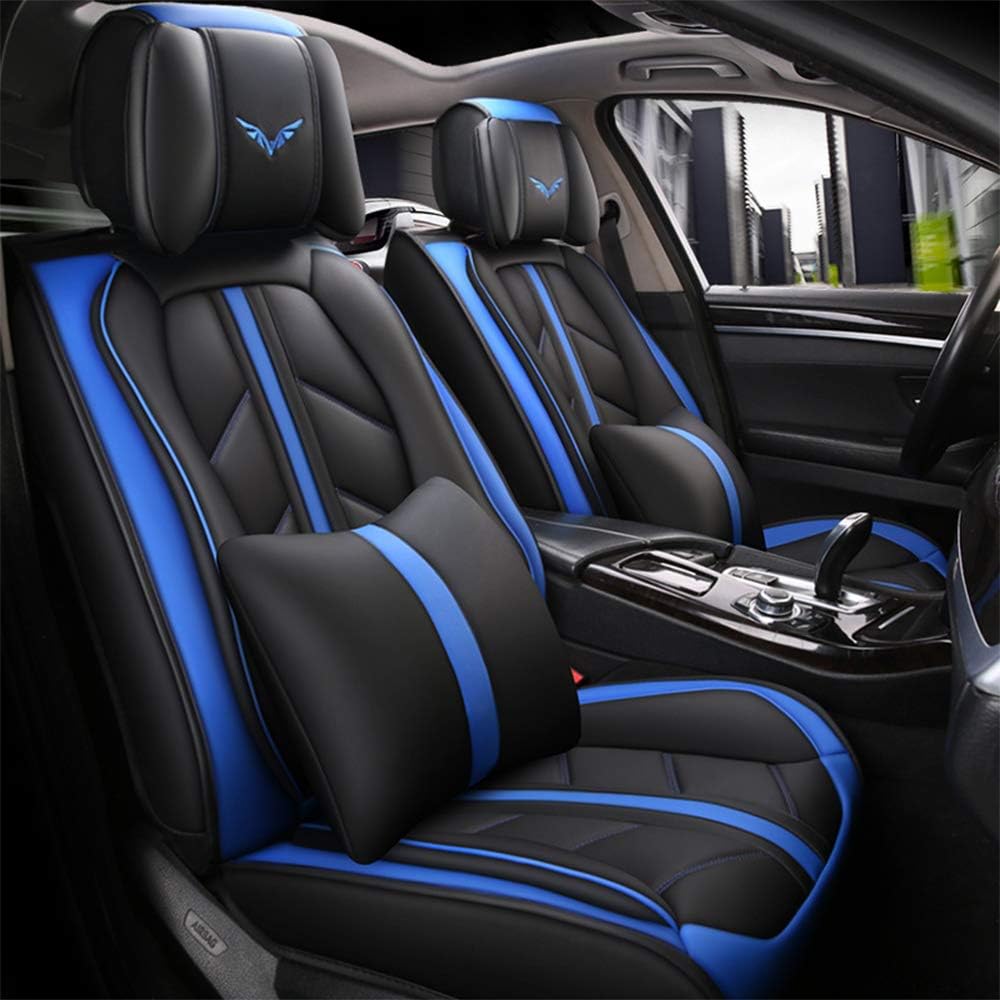 Gray Faux Leather Car Seat Covers Full Set 5 Seats Universal Waterproof M77305