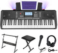 61 Key Electronic Keyboard Piano with LCD Display, Z-style Stand, Bench, Microphone, Headphone, Keynote Stickers O720