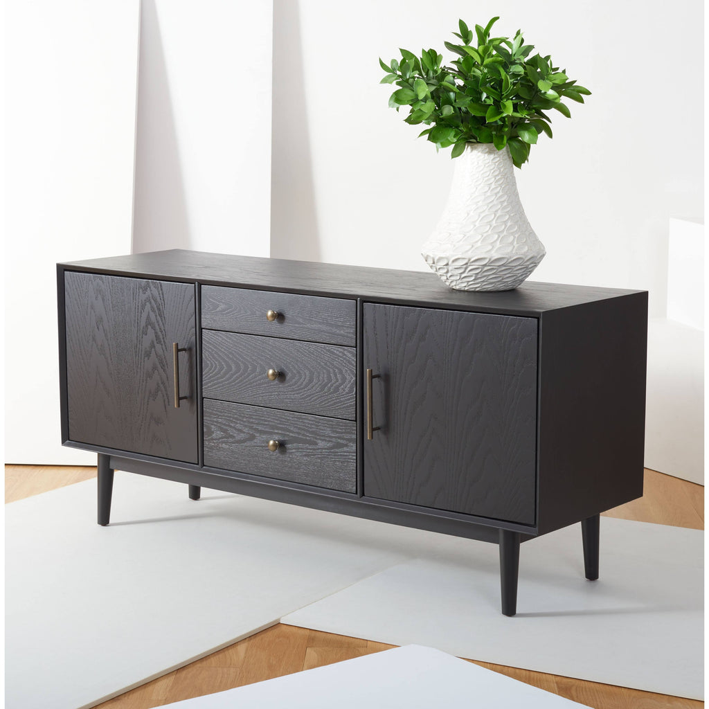Black Mid-Century Media Stand D2550